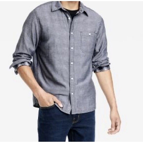 Goodfellow & Co Other - Goodfellow & Co Mens Button Up Shirt Double Weave Dark Gray Standard Fit - Large